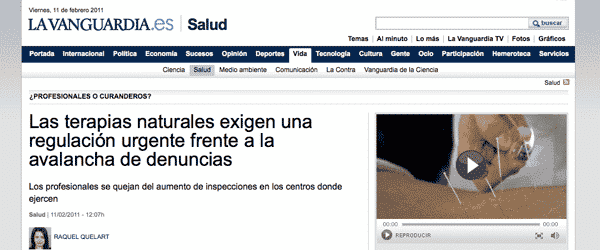 "Las terapias naturales exigen una regulación urgente frente a la avalancha de denuncias" - La Vanguardia 11/02/11